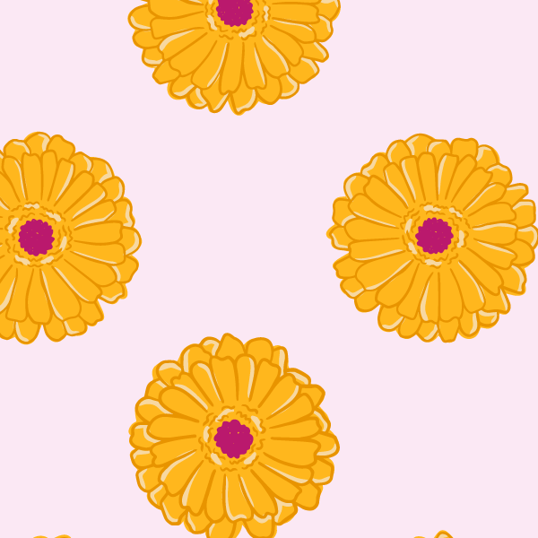 Big bold yellow flowers pattern on pink background - Bloom Pop