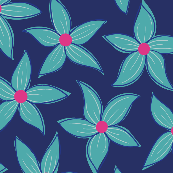 Graphic flower pattern in turquoise blue and pink - Bloom Pop