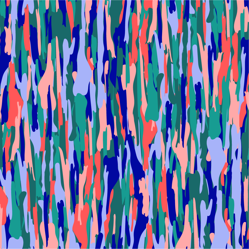 Colorful abstract shapes inspired by rainbow eucalyptus bark – Moana Mood pattern design